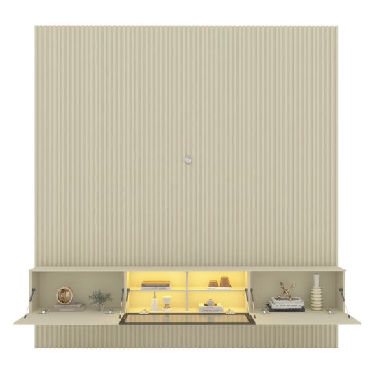 Painel Gelius Ripado Supremo Luminare Home 100% MDF com LED largura 220 cm OFF White