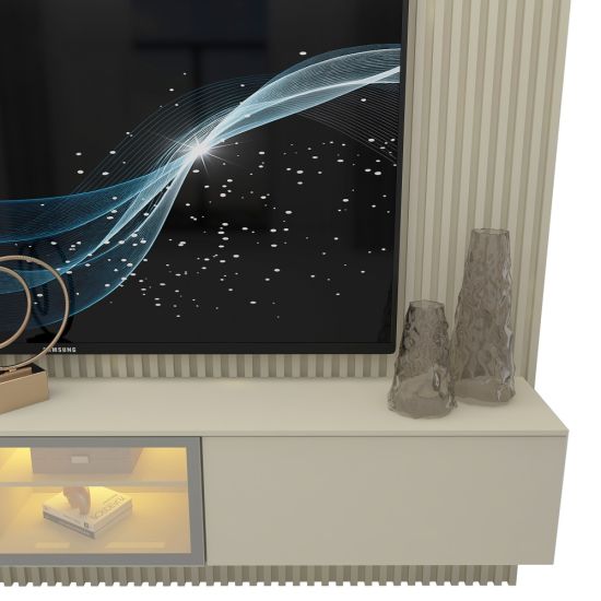 Painel Gelius Ripado Supremo Luminare Home 100% MDF com LED largura 220 cm OFF White
