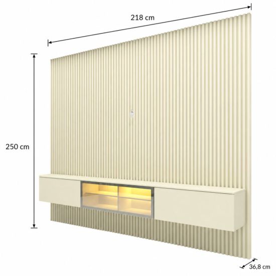 Painel Gelius Ripado Supremo Luminare Home 100% MDF com LED largura 220 cm OFF White