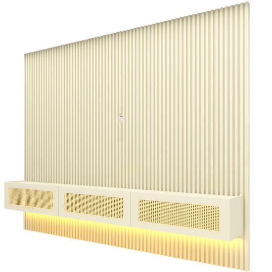Painel Gelius Ripado Supremo Native Home portas em tela de Rattan com LED largura 220 cm OFF White