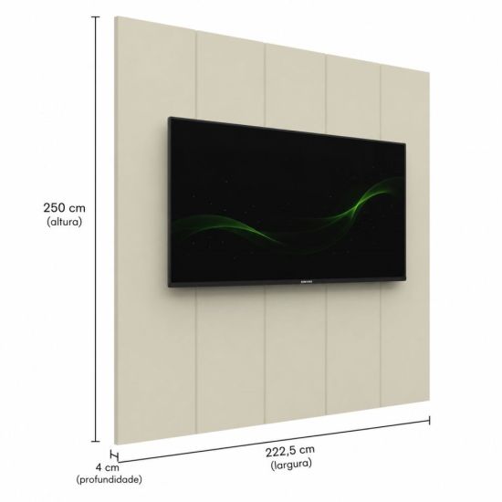 Painel Gelius Realce com bordas chanfradas em 45 graus largura de 220 cm OFF White