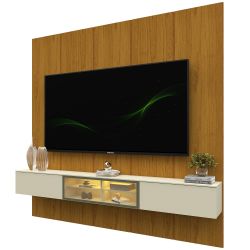 Painel Gelius Realce Luminare Home LED Largura de 220 cm para TV de 85 Polegadas Naturale OFF White