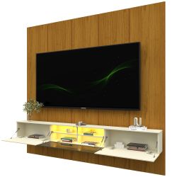 Painel Gelius Realce Luminare Home LED Largura de 220 cm para TV de 85 Polegadas Naturale OFF White