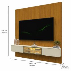Painel Gelius Realce Luminare Home LED Largura de 220 cm para TV de 85 Polegadas Naturale OFF White