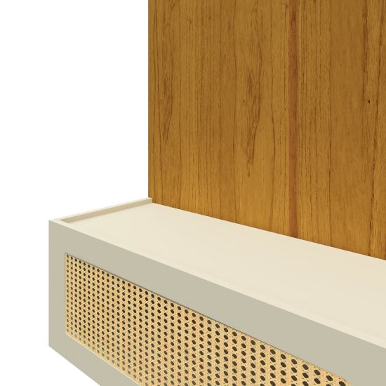 Painel Gelius Realce Native Home porta com tela em Rattan largura de 220 cm LED 100% MDF Natutale OFF White