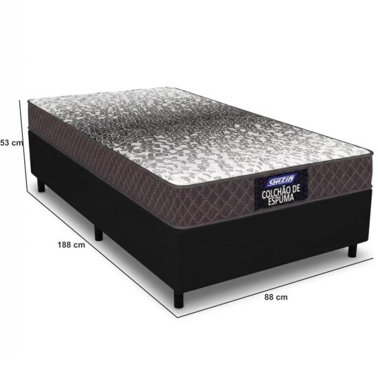 Cama Box Solteiro Gazin Supreme Sommier com colchão D23 100% espuma Preto Marrom