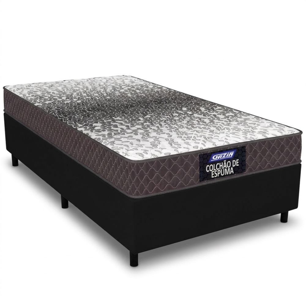 Cama Box Solteiro Gazin Supreme Sommier com colchão D23 100% espuma Preto Marrom