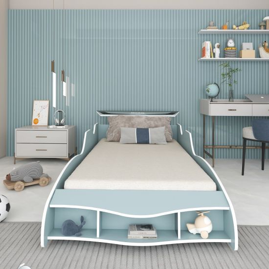 Cama Solteiro Infantil Masculino Gelius Carro F1 em MDF Azul Encanto 