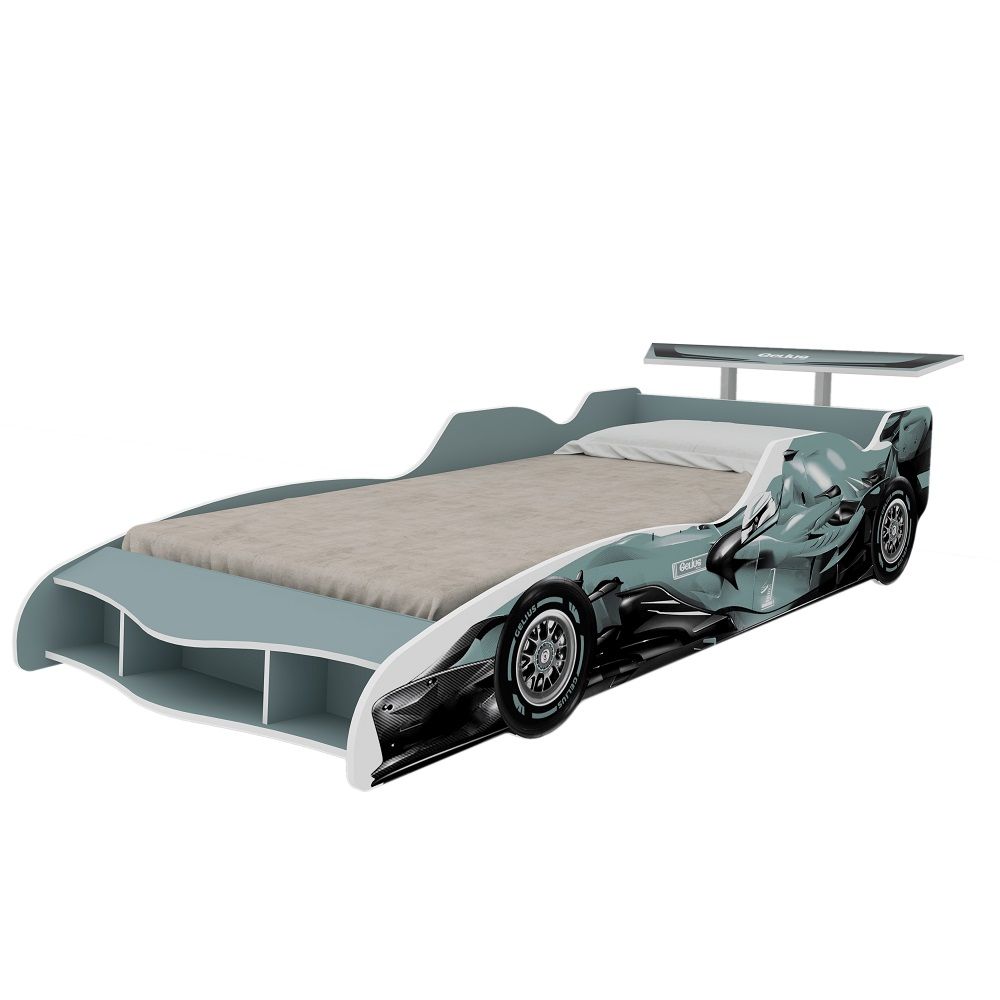 Cama Solteiro Infantil Masculino Gelius Carro F1 em MDF Azul Encanto 