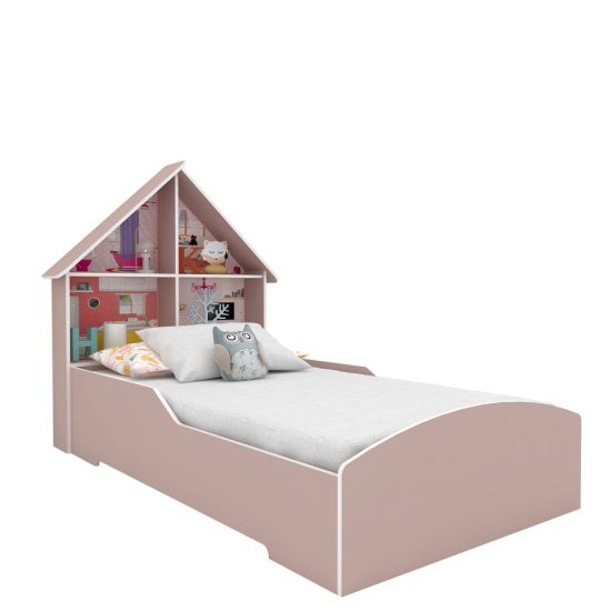 Cama Solteiro Infantil Gelius Casinha 100% MDF Rosa Sonho