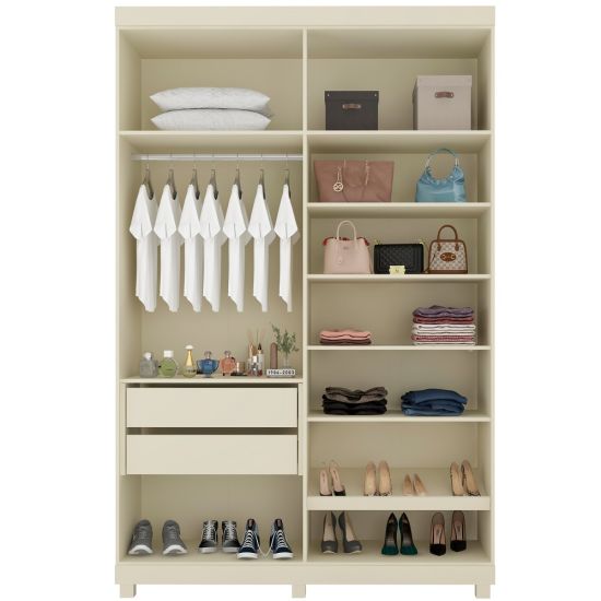 Guarda Roupas Roupeiro Gelius Casal Imperatriz 4 portas 2 gavetas 100% MDF e pês OFF White 