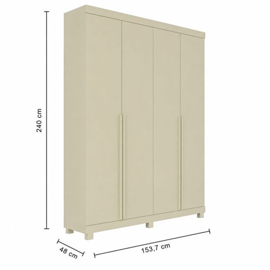 Guarda Roupas Roupeiro Gelius Casal Imperatriz 4 portas 2 gavetas 100% MDF e pês OFF White 