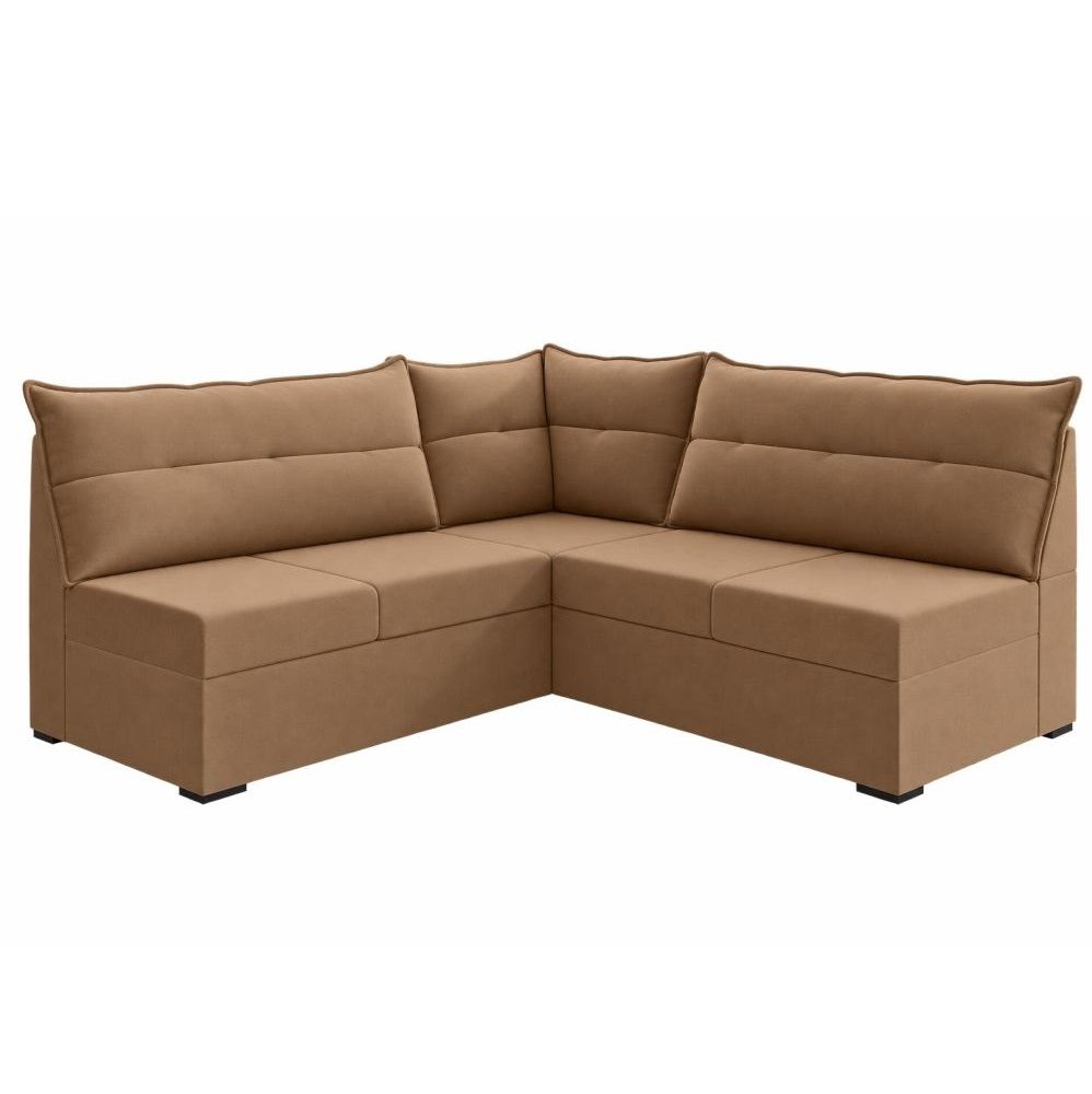 Sofá de Canto Mamflex Quebec 1085 5 lugares com almofadas soltas em tecido veludo Choco capuccino