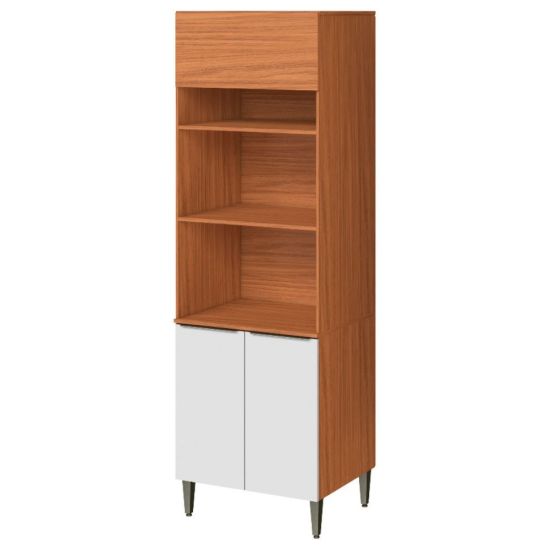 Paneleiro Torre Quente Aramóveis Luana 100% MDF nicho para forno e micro-ondas 4 portas  Cinamomo Branco 