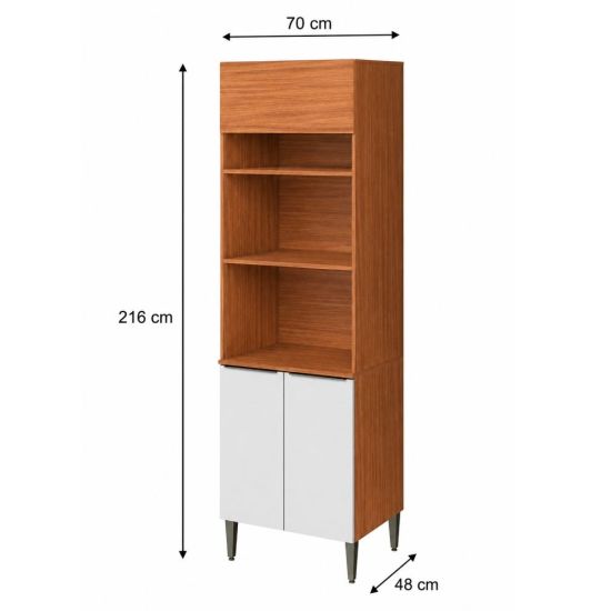Paneleiro Torre Quente Aramóveis Luana 100% MDF nicho para forno e micro-ondas 4 portas  Cinamomo Branco 