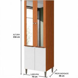 Paneleiro Torre Quente cristaleira duplo Aramóveis Luana 100% MDF 4 portas  Cinamomo Branco 