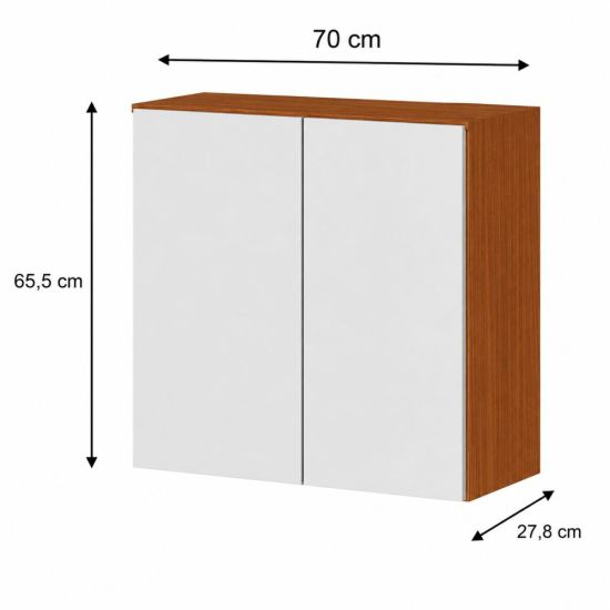 Armário Aéreo Duplo Aramóveis Luana 100% MDF 2 portas Cinamomo Branco 