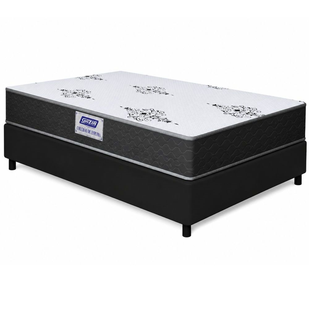 Cama Box Solteiro Gazin Supreme Sommier com colchão D33 100% espuma Preto