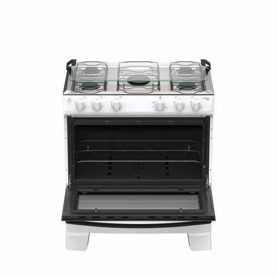 Fogão 5 Bocas Branco com mesa Inox Atlas Mônaco Plus Bivolt