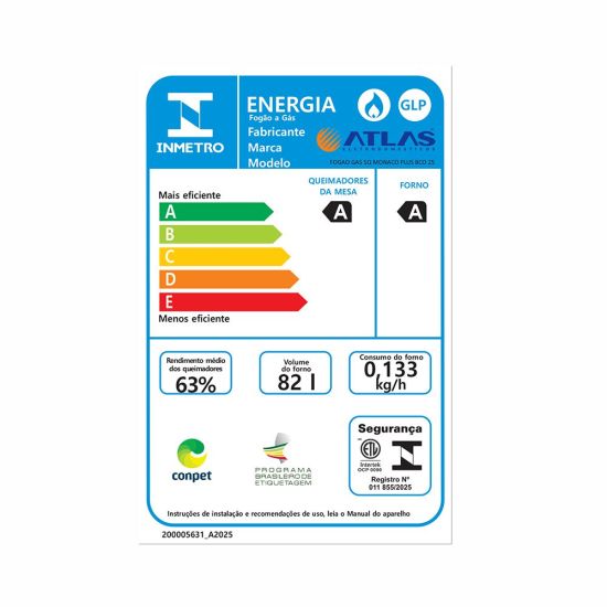 Fogão 5 Bocas Branco com mesa Inox Atlas Mônaco Plus Bivolt