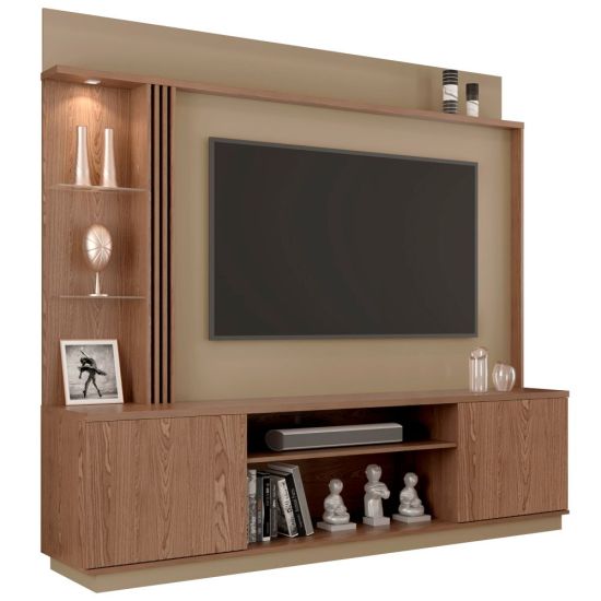 Home Painel Bechara Atlanta com LED  TV de ate 65 polegadas pés de rodízios Freijo Fendi