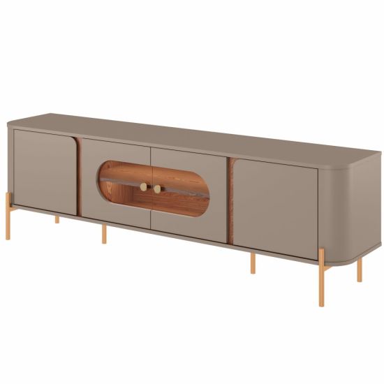 Rack Bancada Bechara Juquehy com LED porta vidro reflecta para TV de 75