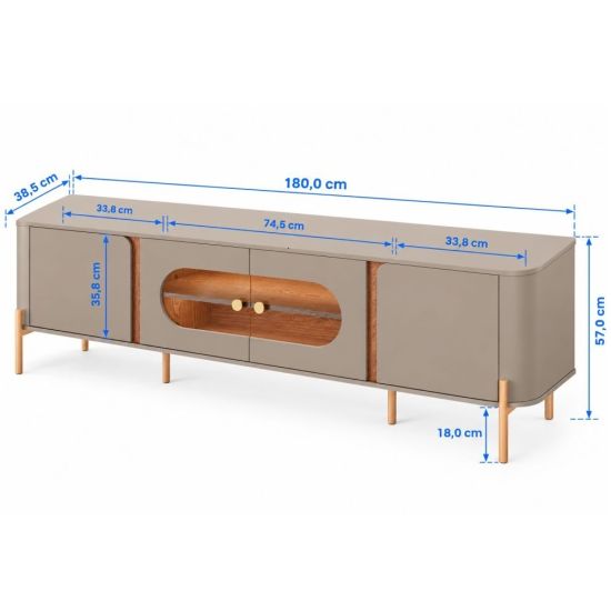 Rack Bancada Bechara Juquehy com LED porta vidro reflecta para TV de 75