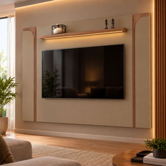 Painel Suspenso Bechara Maresias para TV de 75 polegadas com LED largura de 180 cm Fendi Freijo