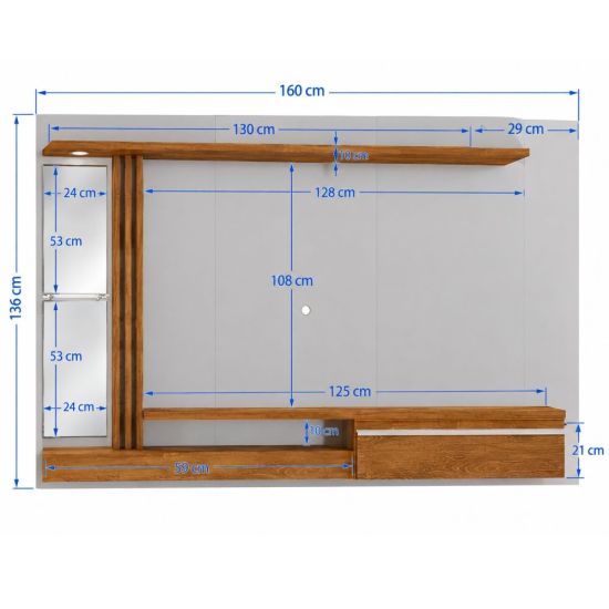 Painel Suspenso Bechara Maresias para TV de 75 polegadas com LED largura de 180 cm Fendi Freijo
