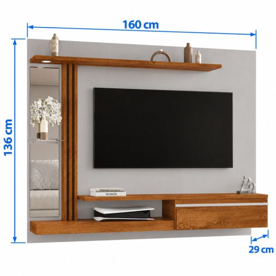 Painel Suspenso Bechara Maresias para TV de 75 polegadas com LED largura de 180 cm Fendi Freijo