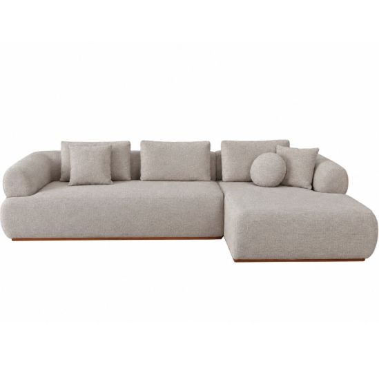 Sofá Rondomóveis VIP R950 estilo orgânico chaise lado esquerdo molas espirais largura 334 cm tecido linha Areia  
