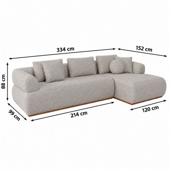 Sofá Rondomóveis VIP R950 estilo orgânico chaise lado esquerdo molas espirais largura 334 cm tecido linha Areia  