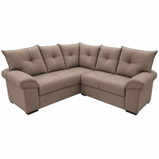 Sofá de Canto Mamflex Lion R1090 5 Lugares em tecido suede veludo Choco Capuccino