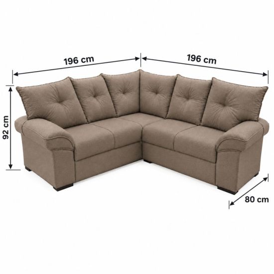 Sofá de Canto Mamflex Lion R1090 5 Lugares em tecido suede veludo Choco Capuccino