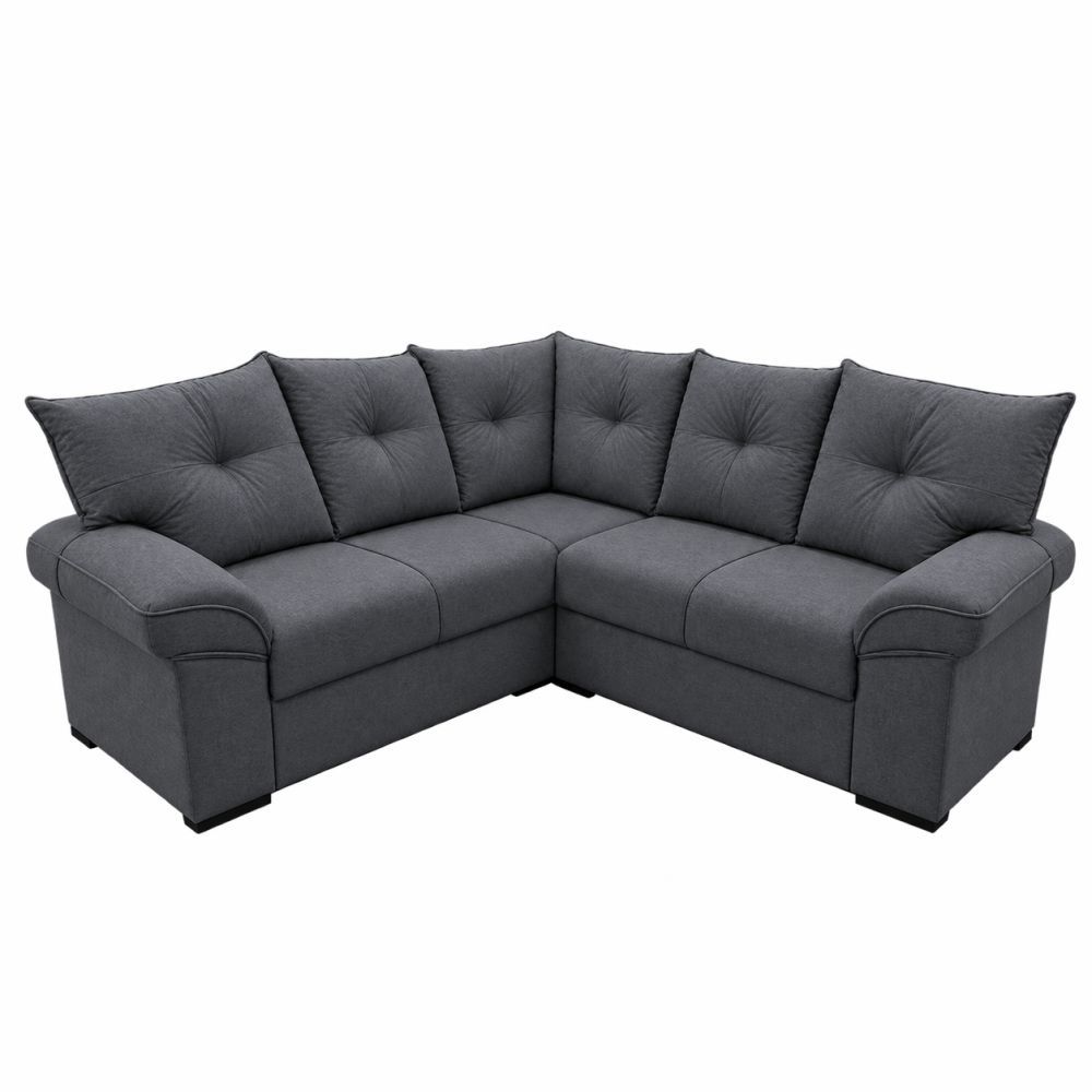 Sofá de Canto Mamflex Lion R1090 5 Lugares em tecido suede veludo Cinza
