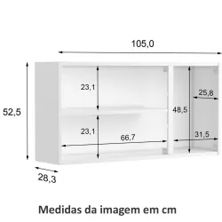 Armário Triplo Bertolini com vidro Evidence Aço 120 cm 3 portas - Branco/Preto