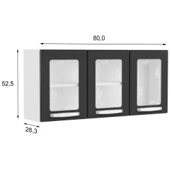 Armário Triplo Bertolini com vidro Evidence Aço 120 cm 3 portas - Branco/Preto